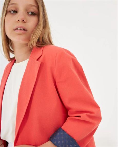 Kız Çocuk Renkli Blazer Ceket Turuncu 6 Yaş