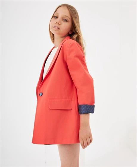 Kız Çocuk Renkli Blazer Ceket Turuncu 10 Yaş