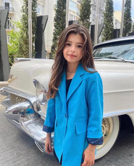 Kız Çocuk Renkli Blazer Ceket Mavi 12 Yaş