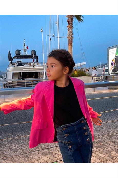 Kız Çocuk Renkli Blazer Ceket Fuşya 6 Yaş