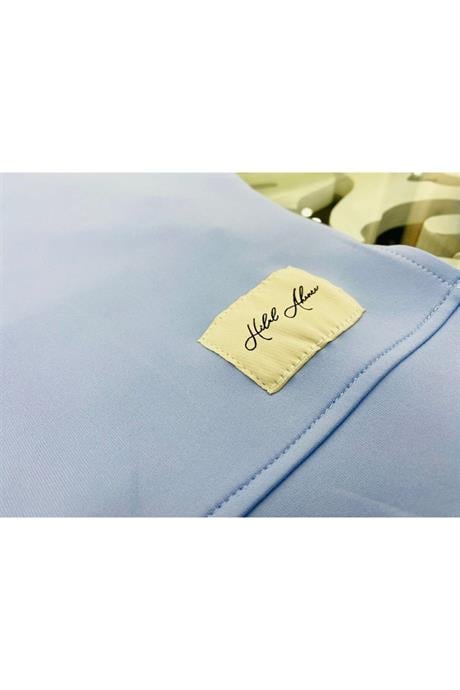 Kız Çocuk Scuba Kumaş Kısa Kollu Sweatshirt Beyaz Gömlek Lastikli Pantolon 3'lü Takım Mavi 12 Yaş