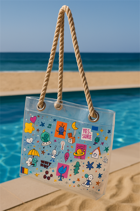 Kız Çocuk Şeffaf Plaj Çantası Şeffaf Standart