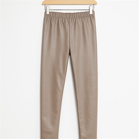 Kız Çocuk Suni Deri Tayt Bej 4 Yaş