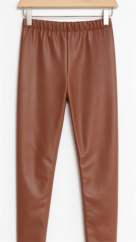 Kız Çocuk Suni Deri Tayt Kahverengi 6 Yaş