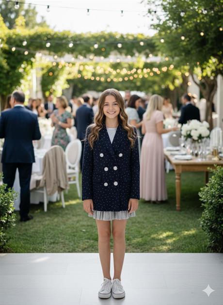 Anne Kız Taş Detaylı Blazer Ceket Lacivert 14 Yaş