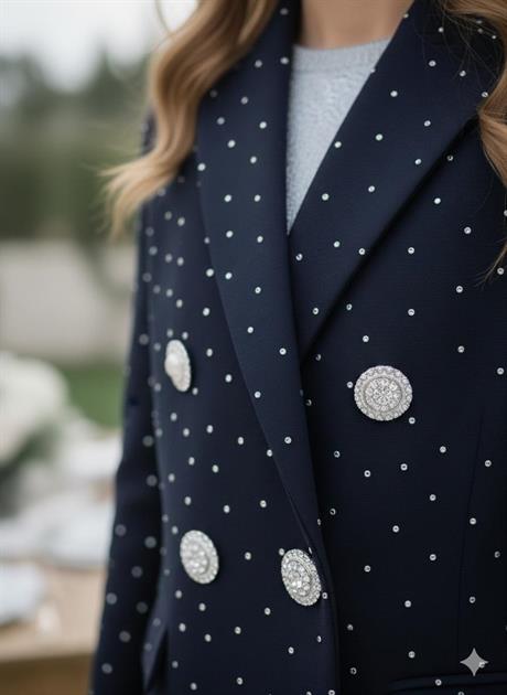 Anne Kız Taş Detaylı Blazer Ceket Lacivert 4 Yaş