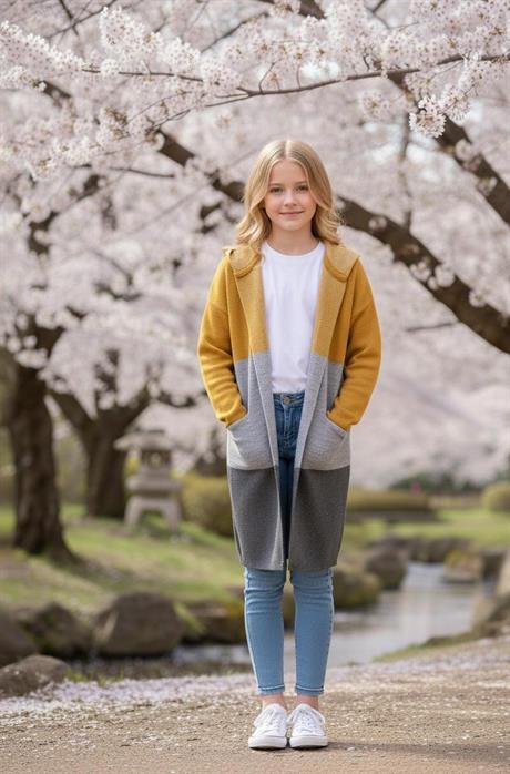 Kız Çocuk Uzun Hırka Hardal 4 Yaş