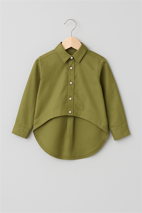 Kız Çocuk Uzun Kollu Gömlek Yeşil 14 Yaş