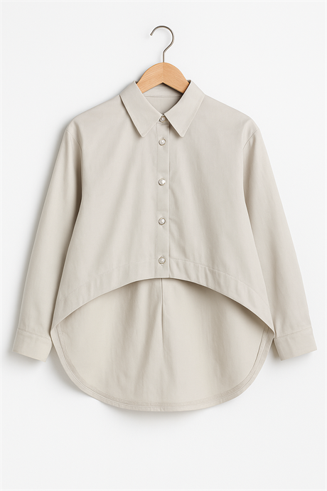 Kız Çocuk Uzun Kollu Gömlek Bej 14 Yaş