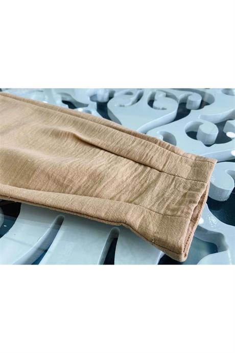 Kız Çocuk Vatkalı Keten Bluz Paçada Pens Detaylı Harem Pantolon 2'li Takım Krem 8 Yaş