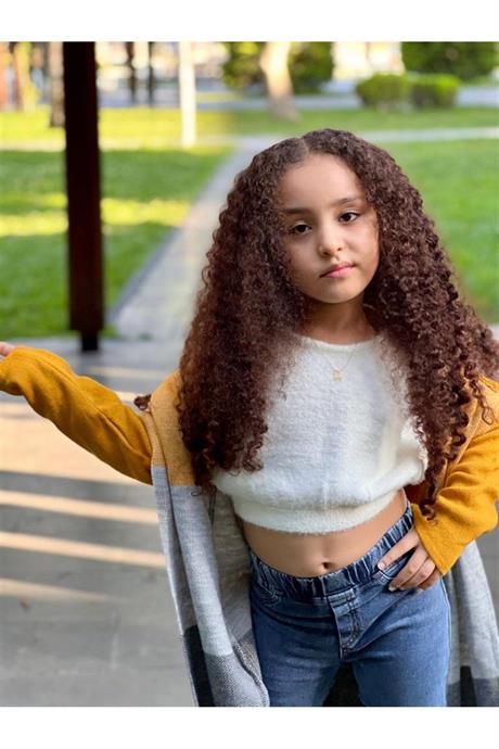 Kız Çocuk Yazılı Triko Hırka Crop Kazak Kot Pantolon 3'lü Takım Hardal 6 Yaş