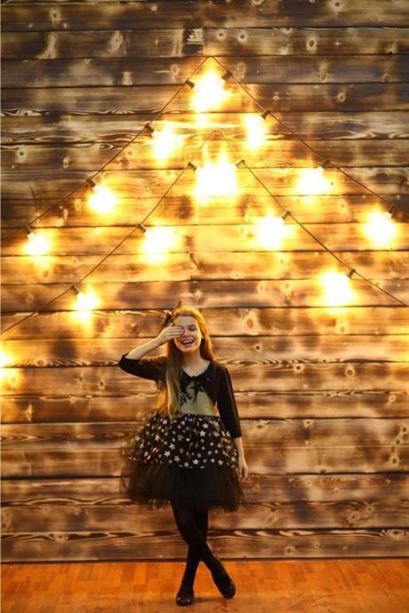 Kız Çocuk Yıldızlı Simli Love Model Abiye Elbise GOLD 10 Yaş