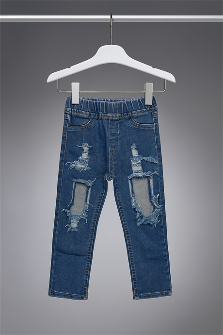 Kız Çocuk Yırtık Jean Lacivert 8 Yaş