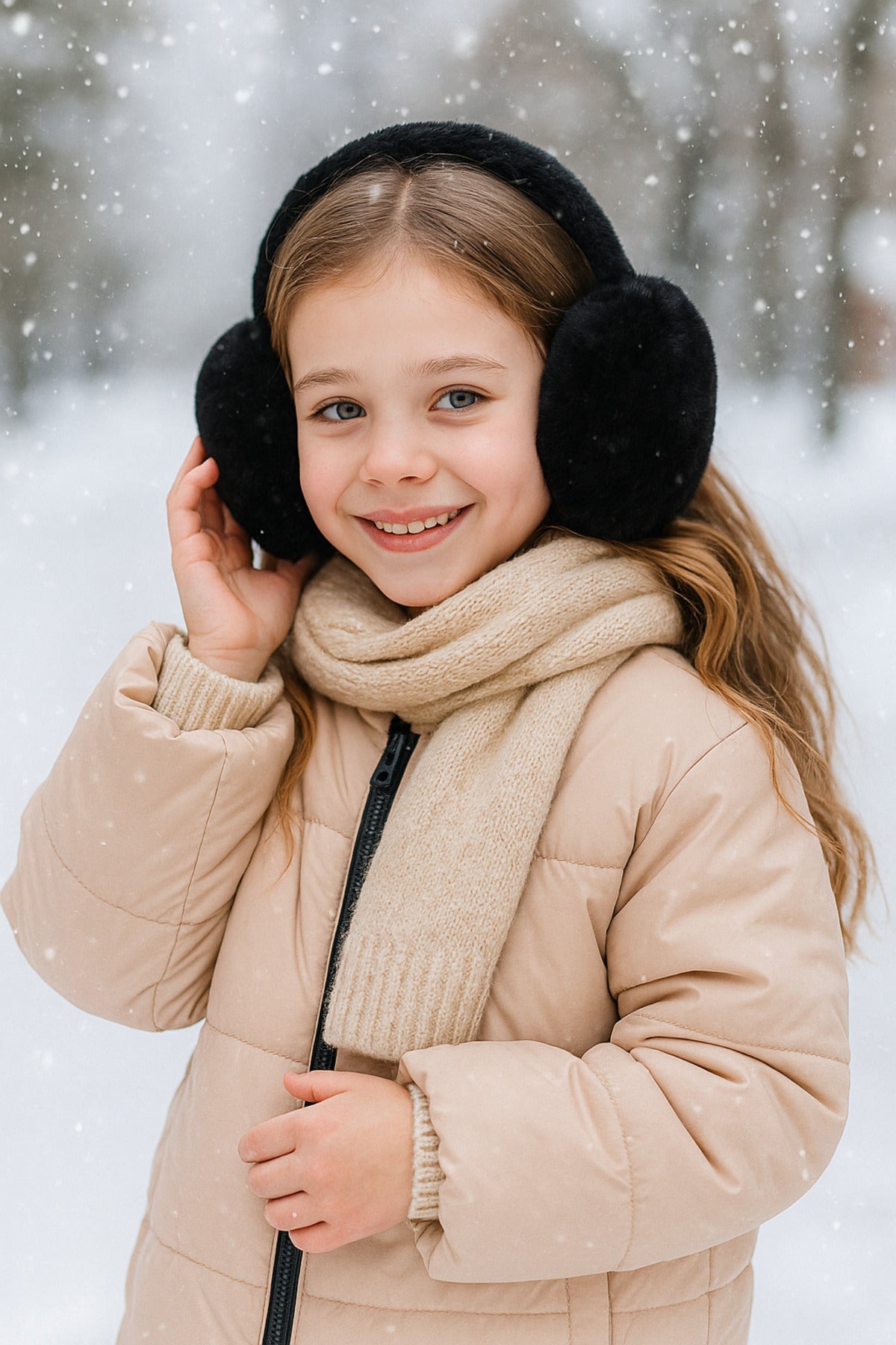 Siyah Çocuk İthal Katlanabilir Peluş Kulaklık KLK02