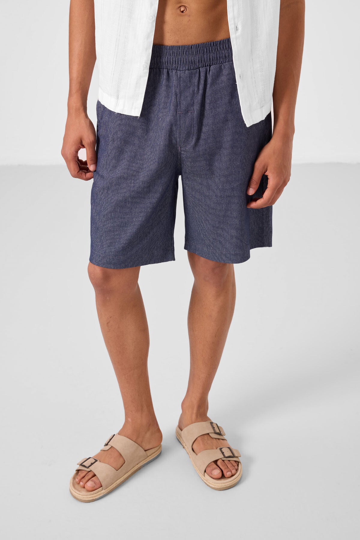 Kot Lacivert Standart Fit Dokuma Hafif Esnek Chino Erkek Şort - 81289