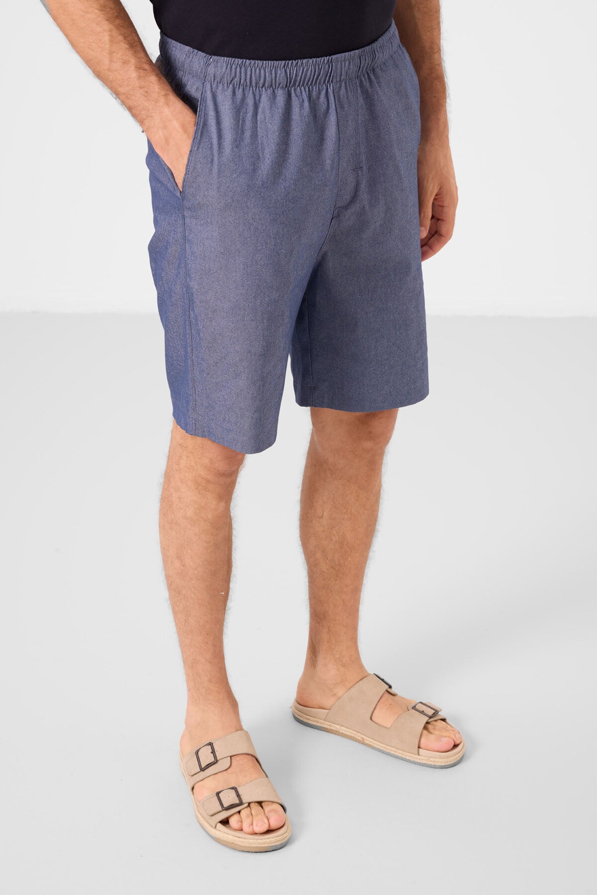 Kot Lacivert Standart Fit Dokuma Hafif Esnek Chino Erkek Şort - 81291