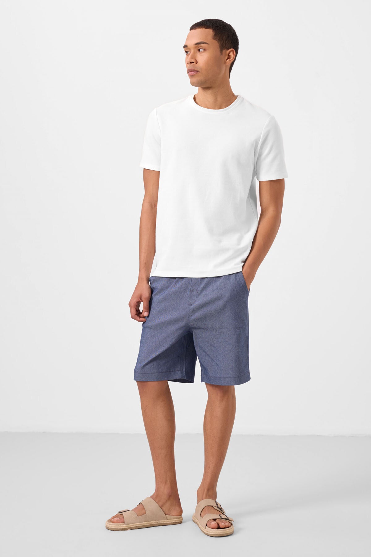 Kot Lacivert Standart Fit Dokuma Hafif Esnek Chino Erkek Şort - 81293