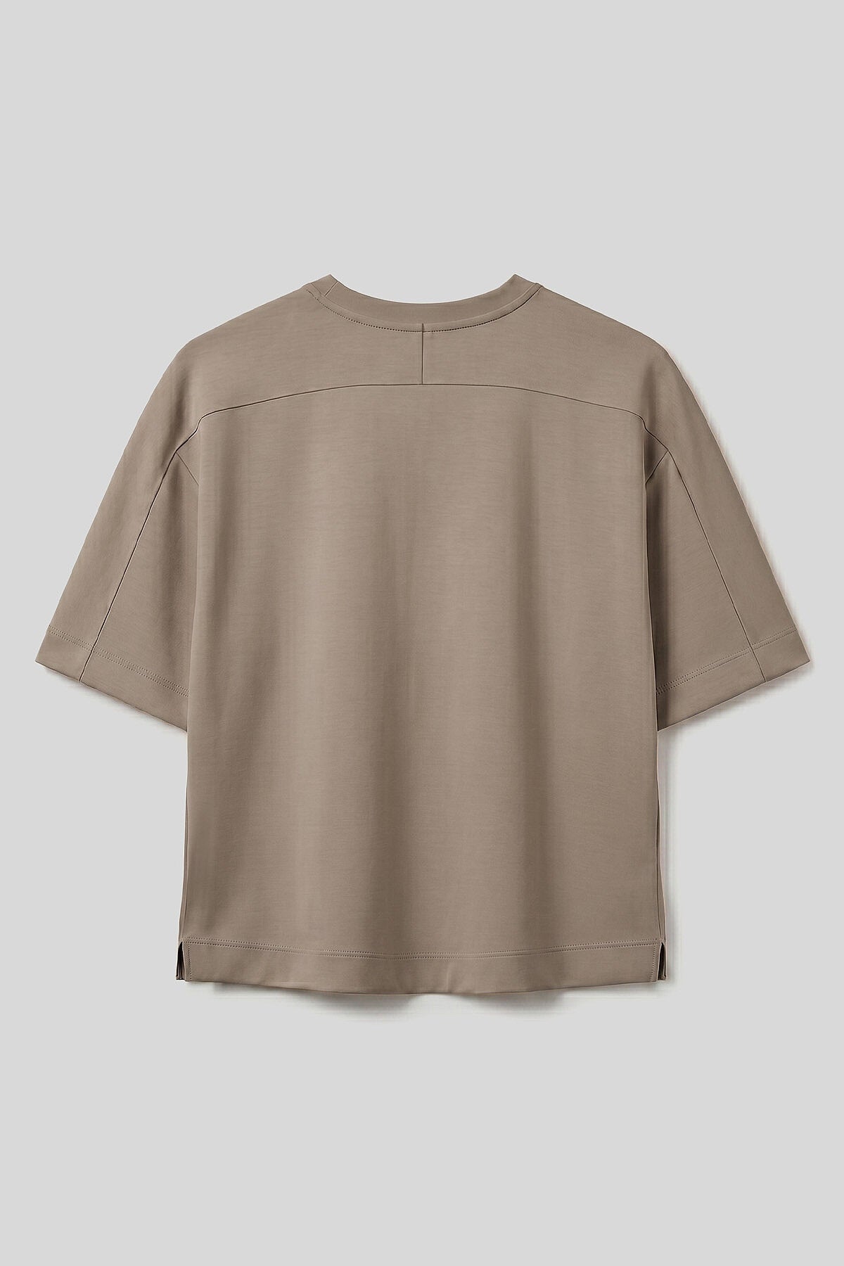 Koyu Bej O Yaka Oversize Kısa Kollu Kadın T-Shirt - 97316