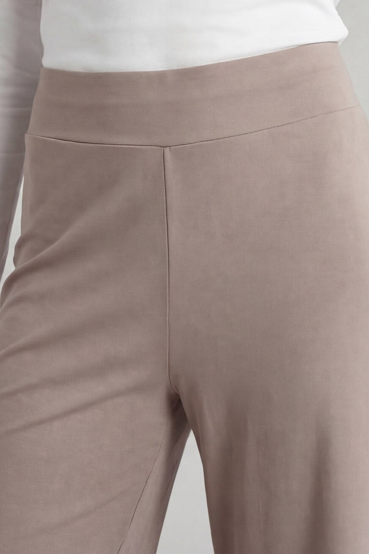 Koyu Bej Comfort Fit Geniş Paça Korsajlı Palazzo Kadın Pantolon - 94681