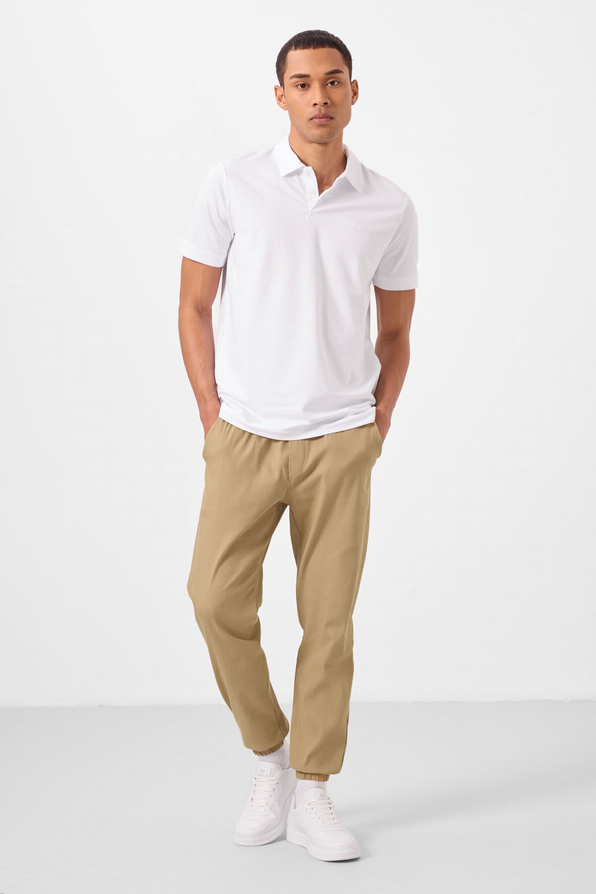 Koyu Bej Standart Fit Dokuma Hafif Esnek Chino Erkek Pantolon - 82176