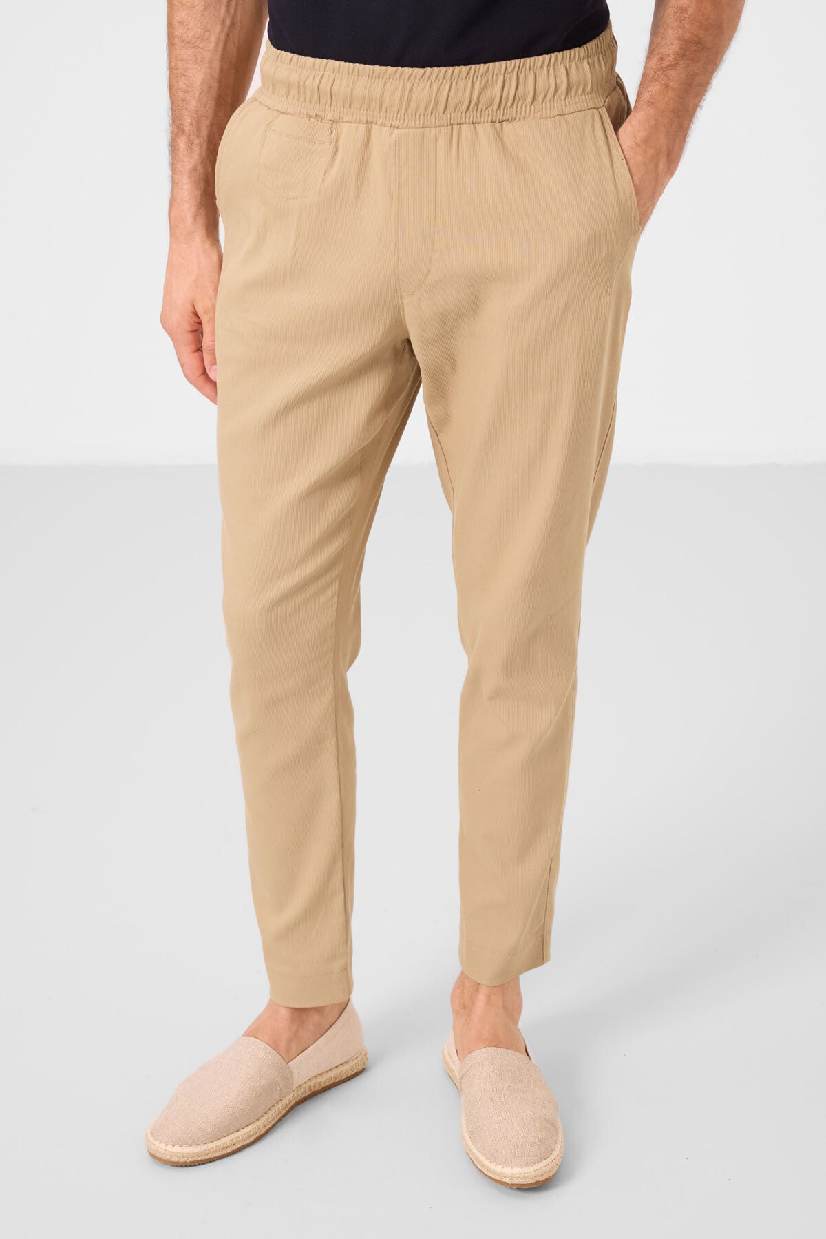 Koyu Bej Standart Fit Dokuma Hafif Esnek Chino Erkek Pantolon - 82177