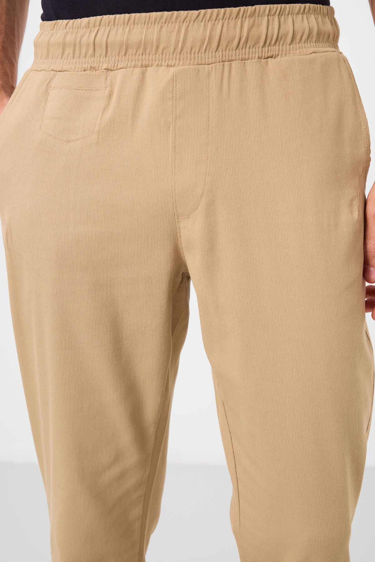 Koyu Bej Standart Fit Dokuma Hafif Esnek Chino Erkek Pantolon - 82177