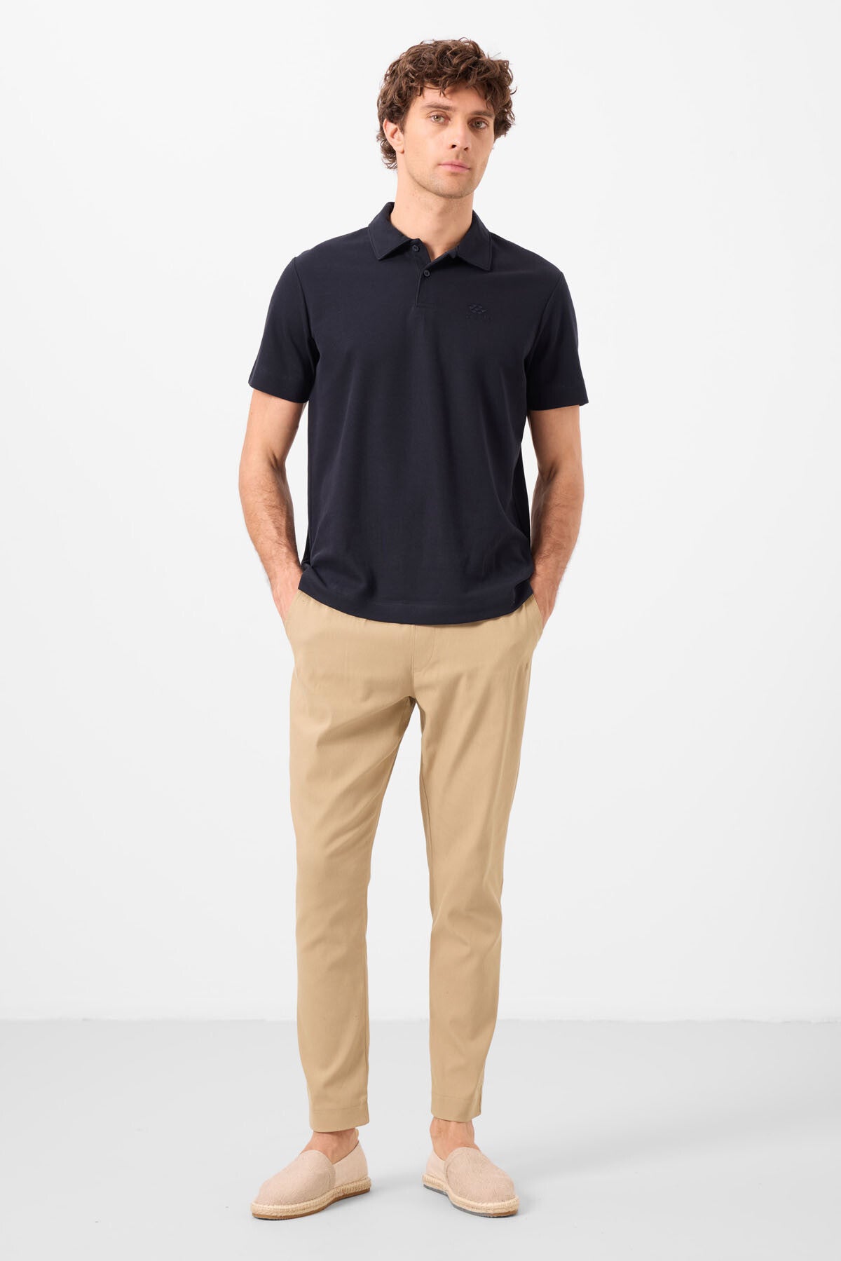 Koyu Bej Standart Fit Dokuma Hafif Esnek Chino Erkek Pantolon - 82177