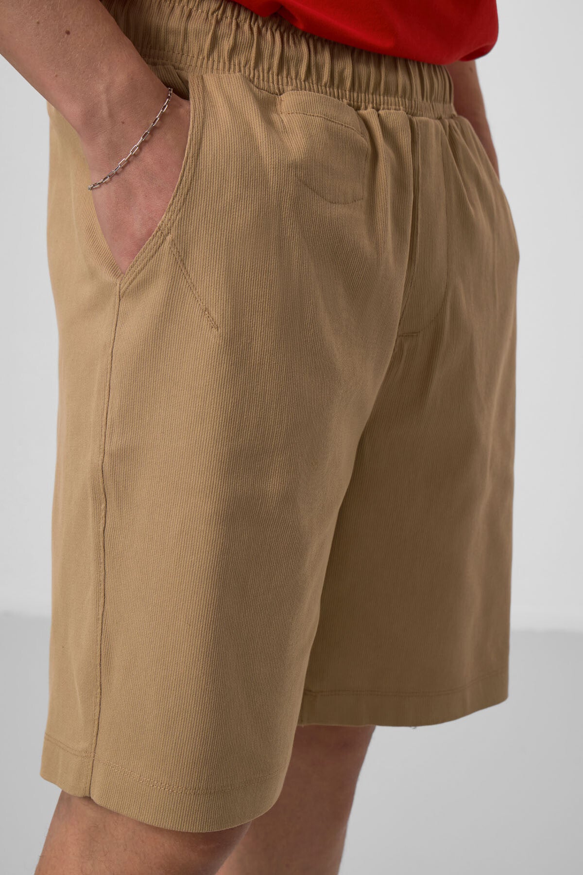 Koyu Bej Standart Fit Dokuma Hafif Esnek Chino Erkek Şort - 81290