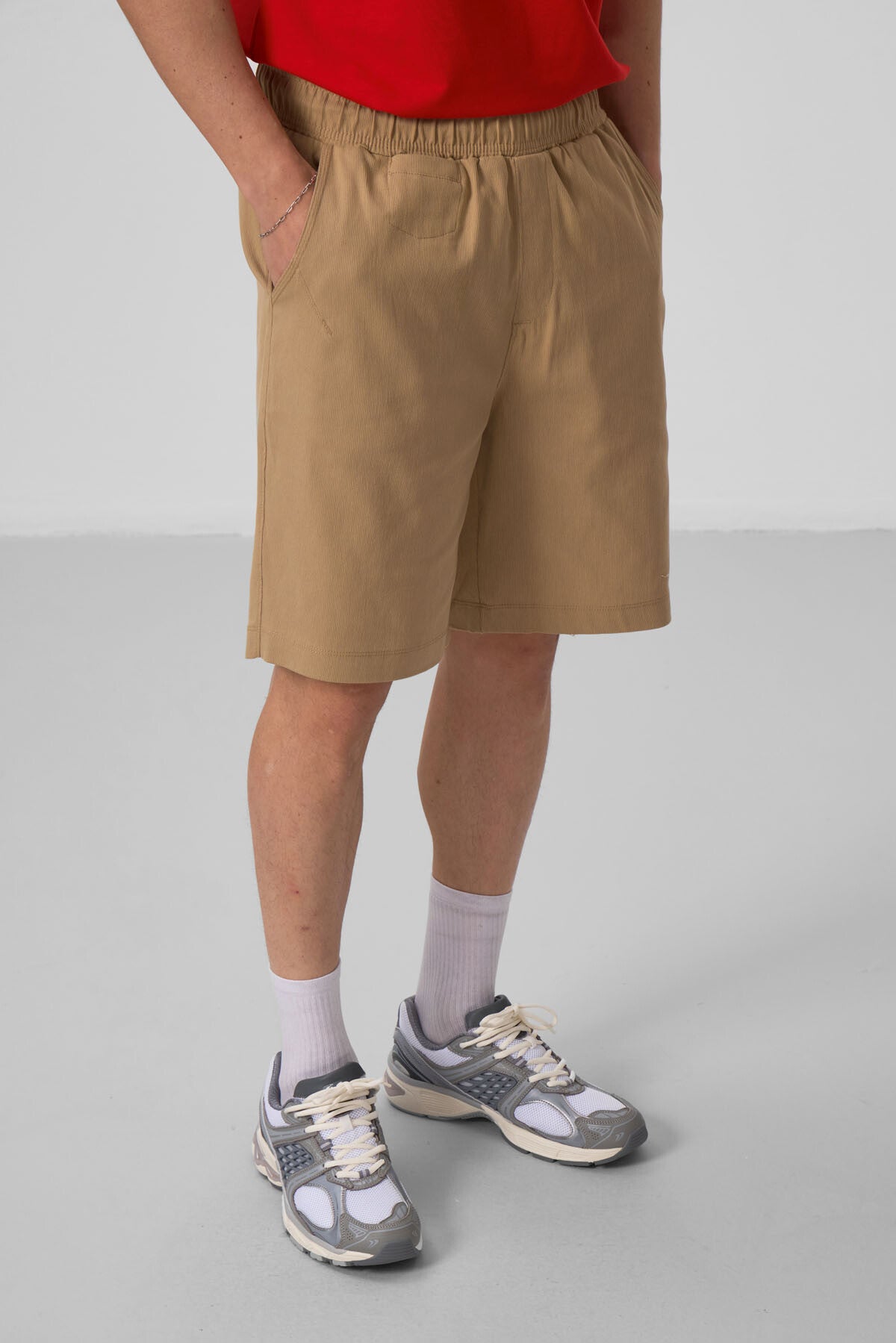 Koyu Bej Standart Fit Dokuma Hafif Esnek Chino Erkek Şort - 81290