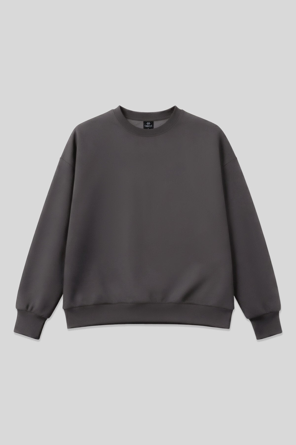 Koyu Gri Basic O Yaka Oversize Kadın Sweatshirt - 97053