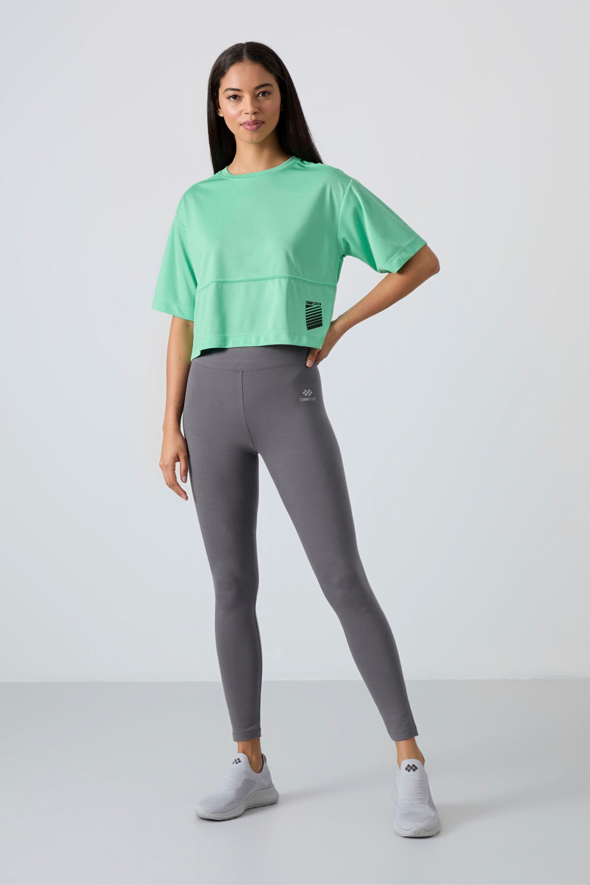 Koyu Gri Yüksek Bel Toparlayıcı Slim Fit Dar Paça Kadın Tayt - 94011