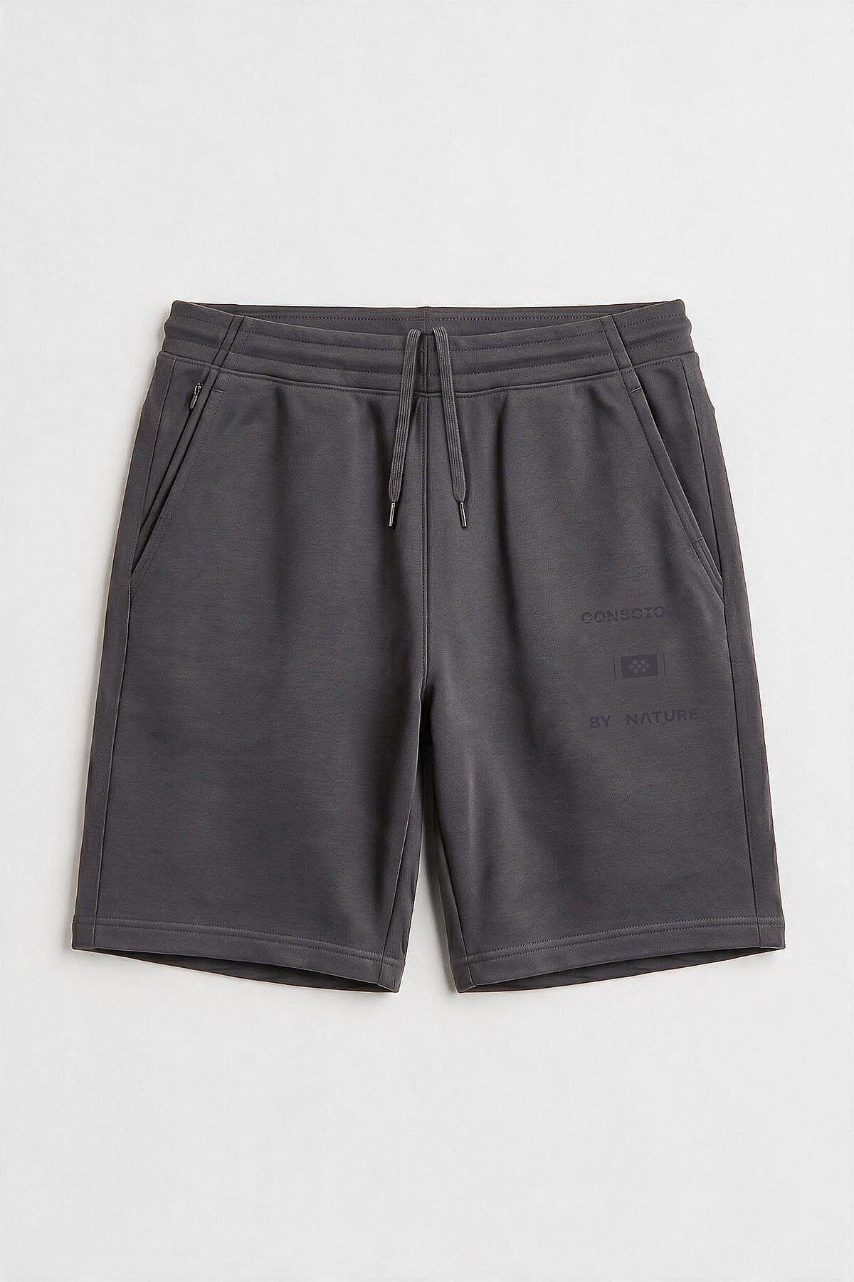 Koyu Gri Baskılı Gizli Cep Detaylı Battal Büyük Beden Erkek Şort - 81300