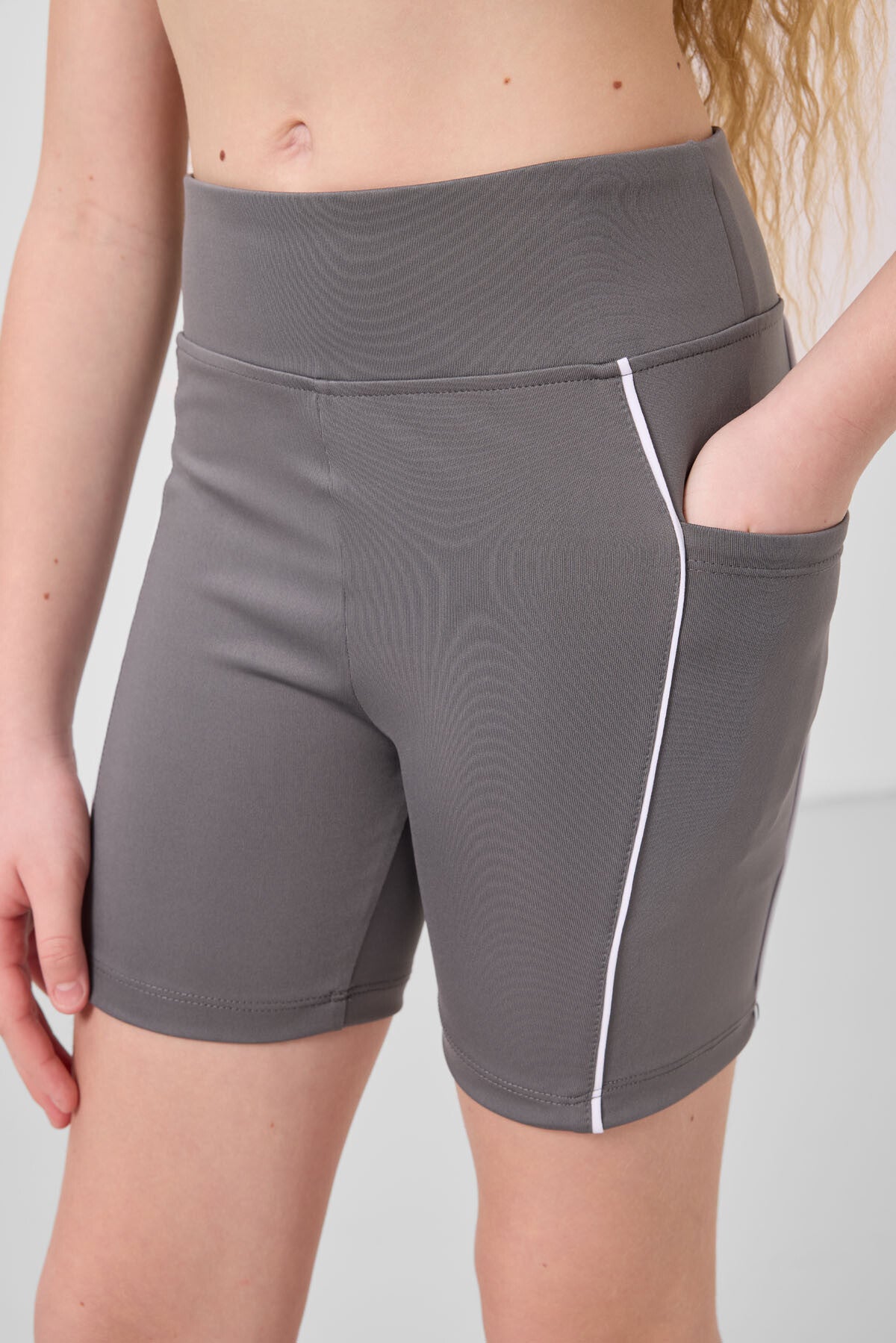 Koyu Gri Esnek Standart Fit Basic Performans Kız Çocuk Tayt - 75189