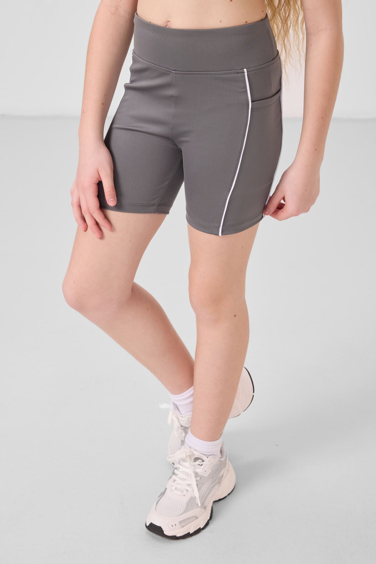 Koyu Gri Esnek Standart Fit Basic Performans Kız Çocuk Tayt - 75189