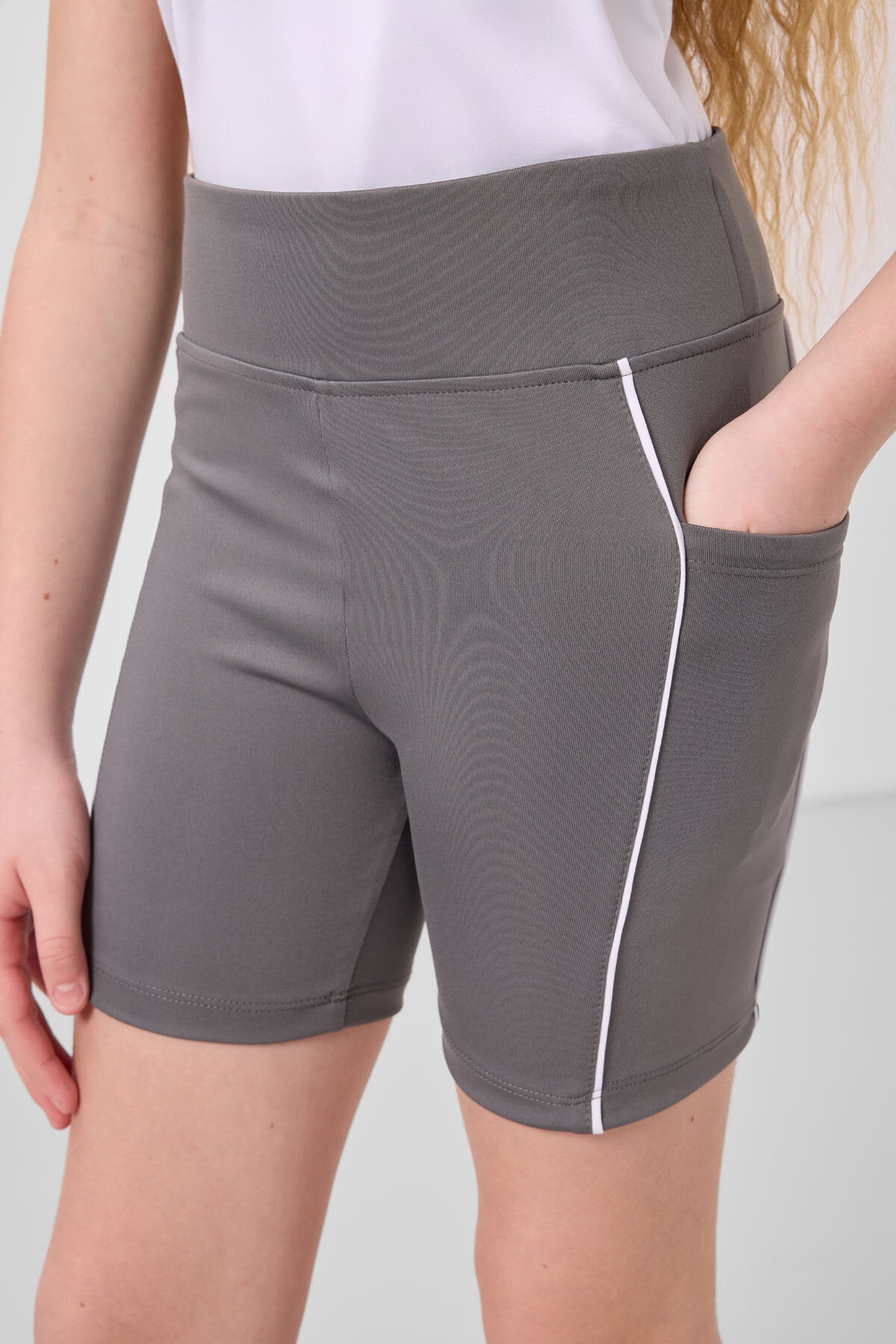 Koyu Gri Esnek Standart Fit Basic Performans Kız Çocuk Tayt - 75189