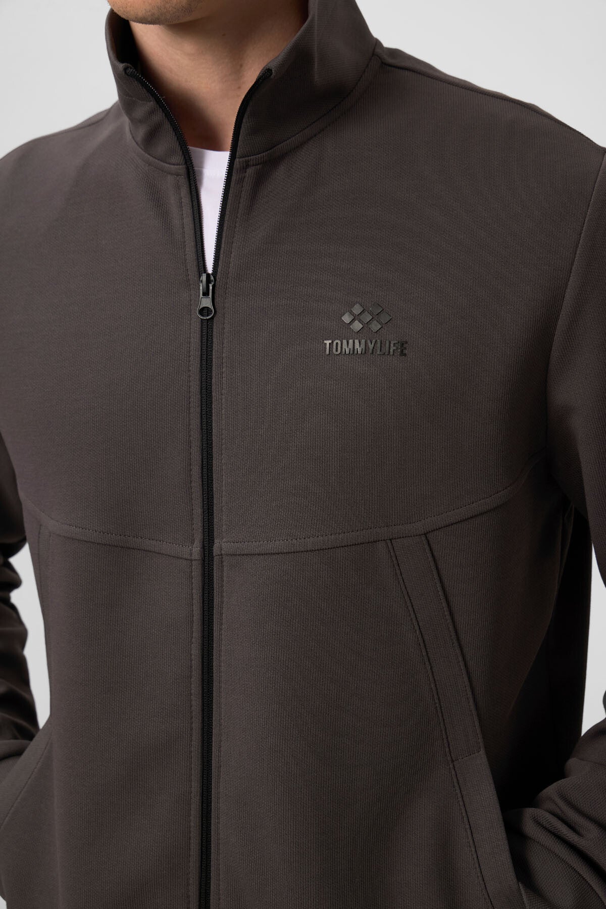 Koyu Gri Yüzeyi Dokulu Rahat Form Erkek Eşofman Takım - 85273