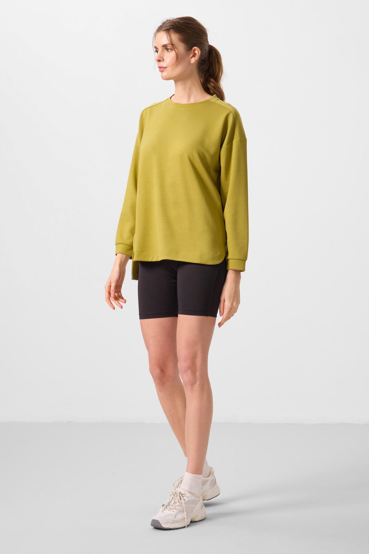 Koyu Hardal Yumuşak Dokulu O Yaka Rahat Form Kadın Tunik Sweatshirt - 97305