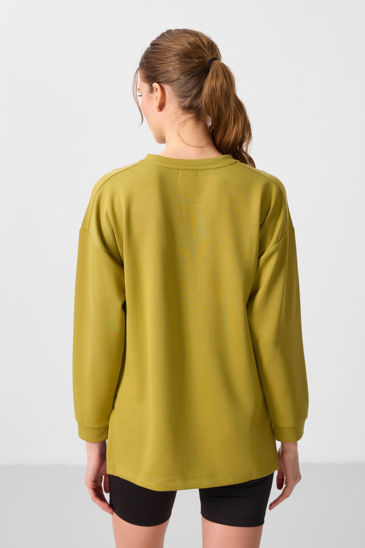 Koyu Hardal Yumuşak Dokulu O Yaka Rahat Form Kadın Tunik Sweatshirt - 97305