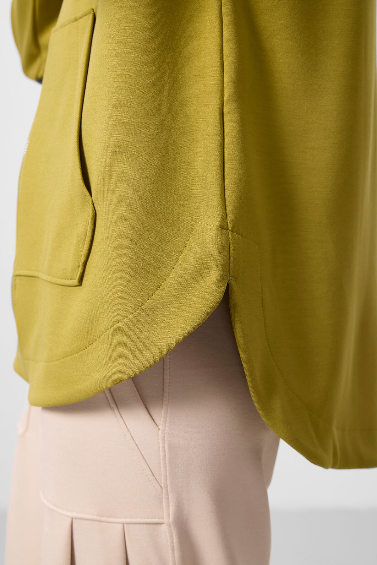 Koyu Hardal Yumuşak Dokulu Kapüşonlu Oversize Kadın Tunik Sweatshirt - 97302