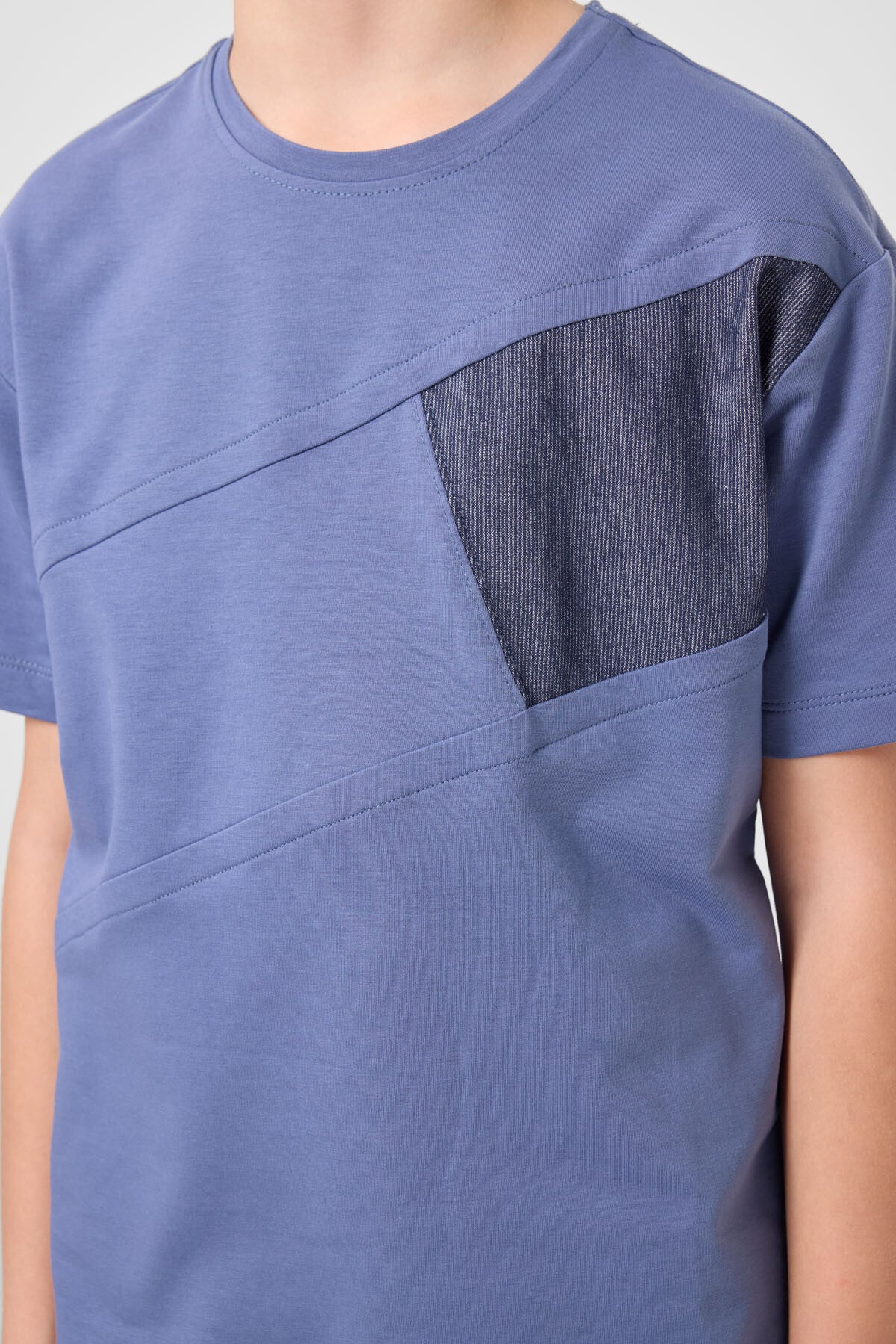 Koyu Mavi-Kot Lacivert Pamuklu Oversize Fit Dokuma Hafif Esnek Chino Erkek Çocuk Şort Takım - 11275