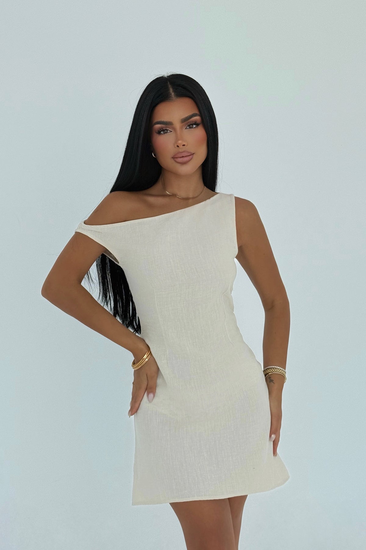 Krem Briola Mini Elbise ATE-3124