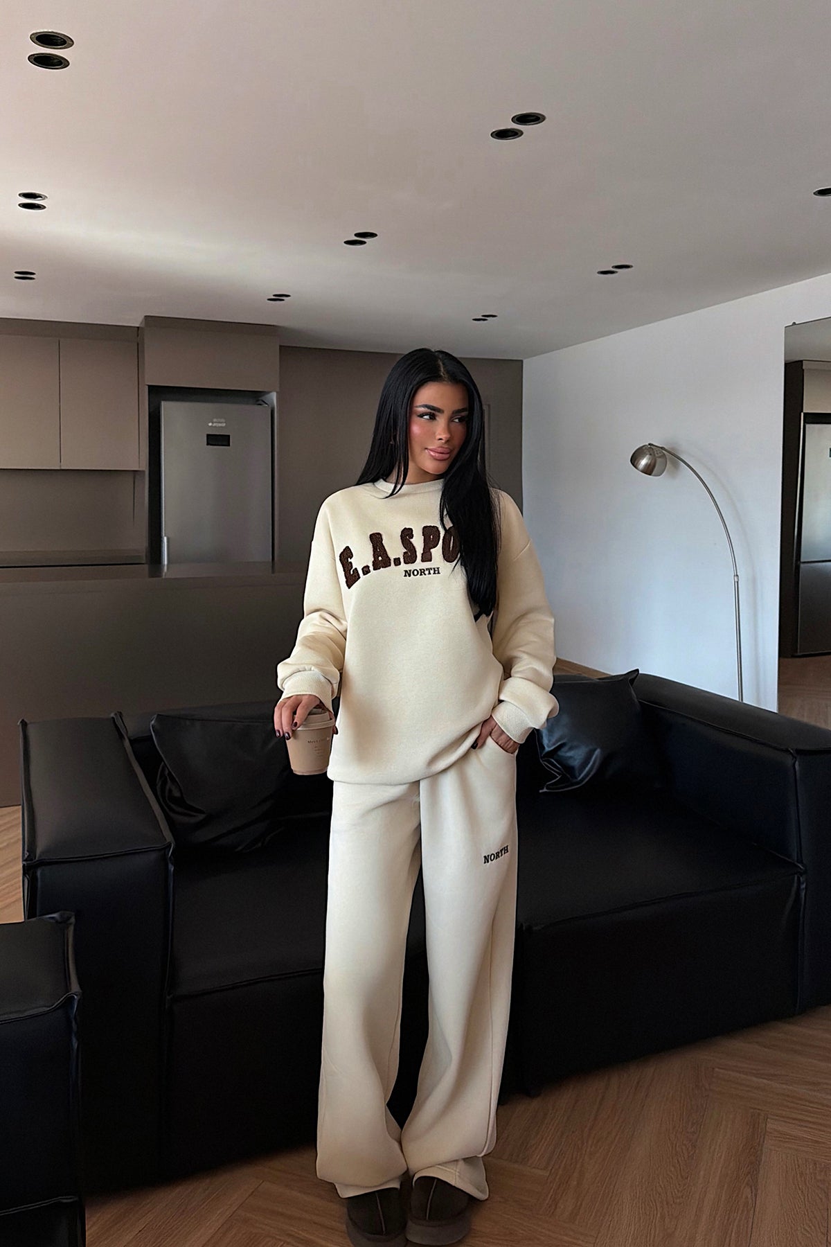 Krem Easport Eşofman Takımı ATE-3886