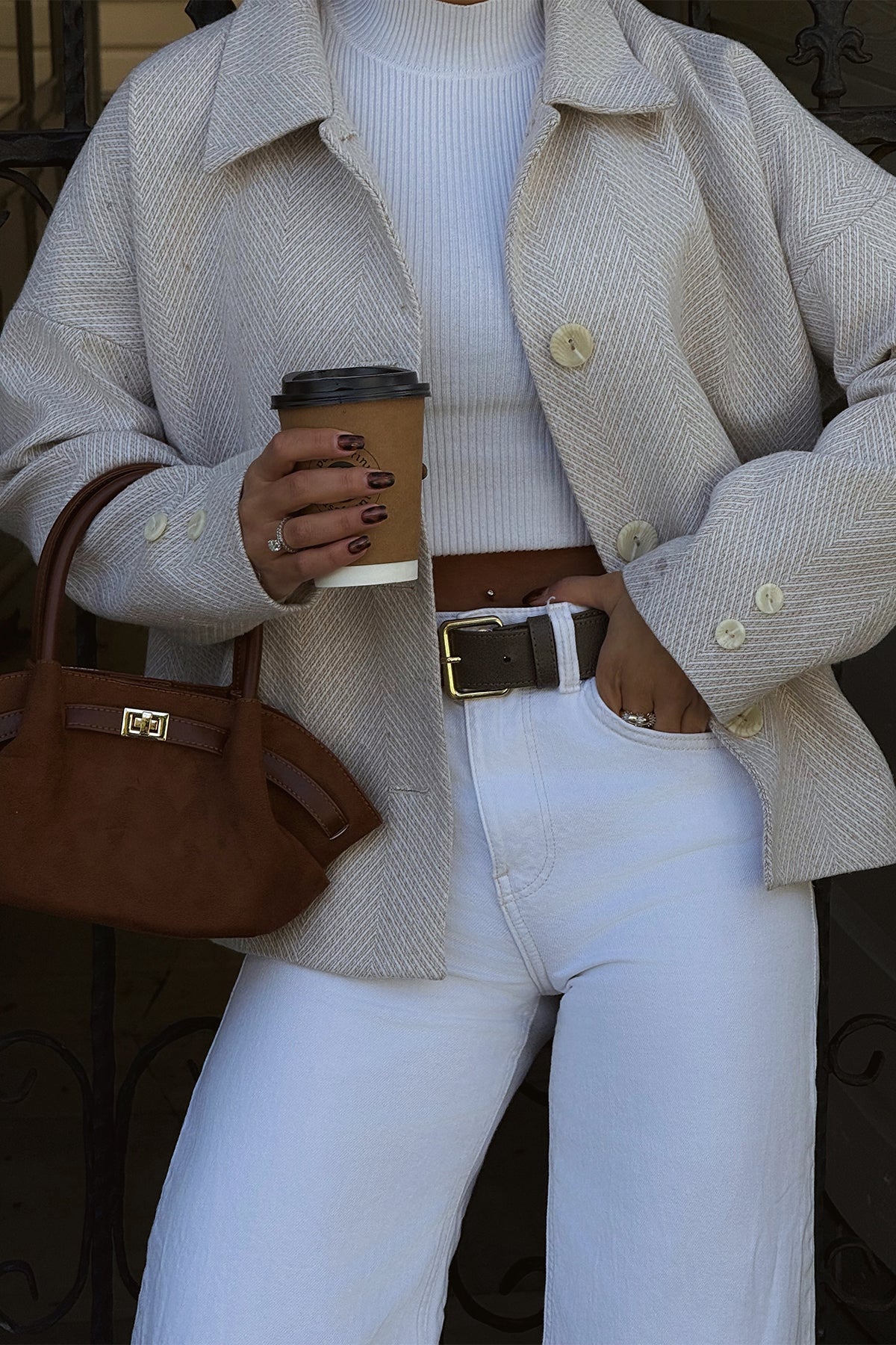 Krem Cep Detay Anjali Ceket ATE-1915