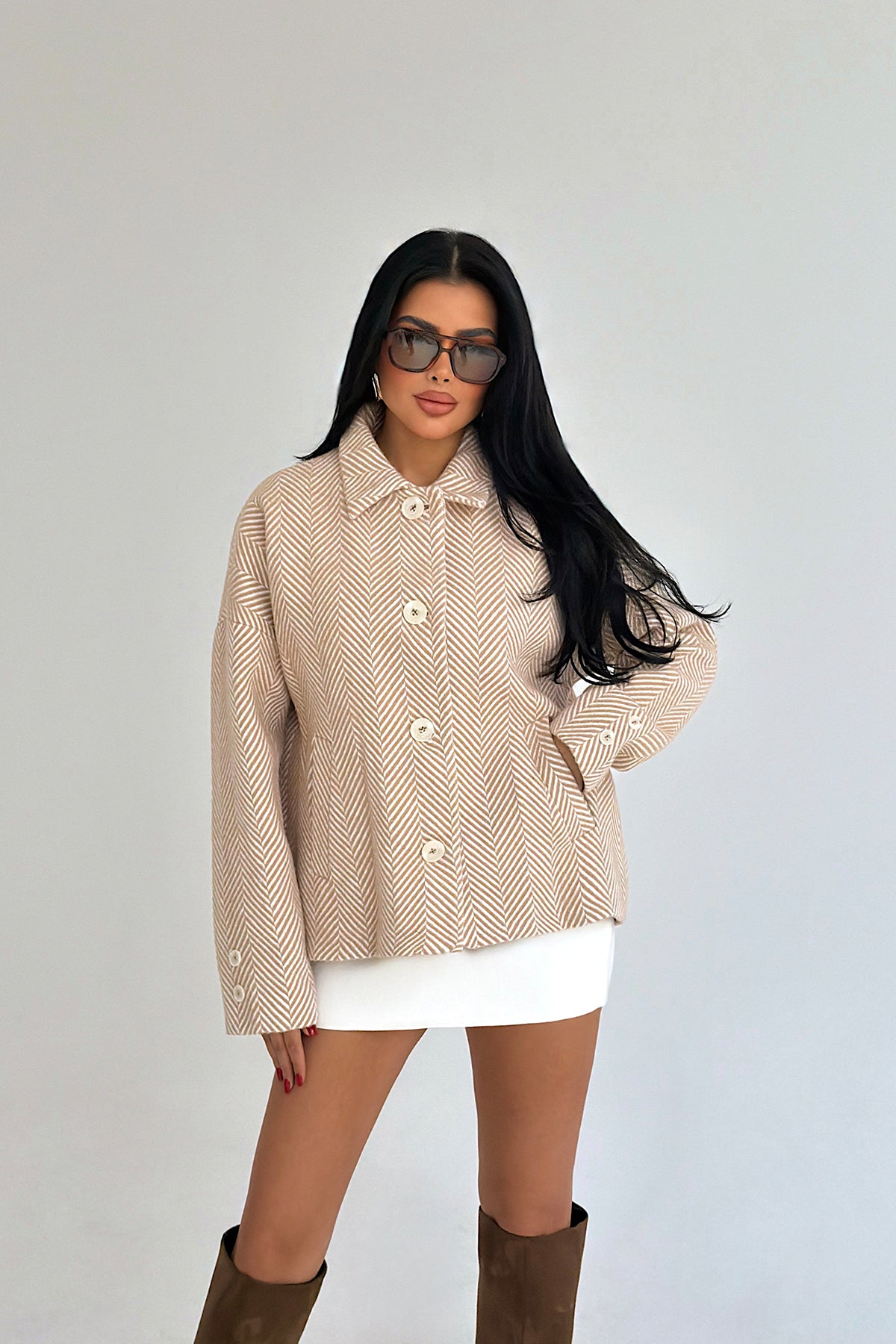 Krem Vehla Kaşe Ceket ATE-3862