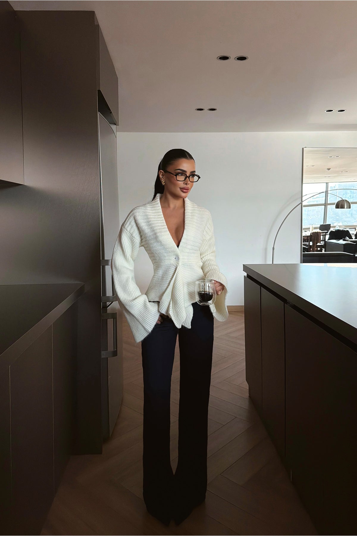 Krem Düğme Detay Hırka ATE-4616