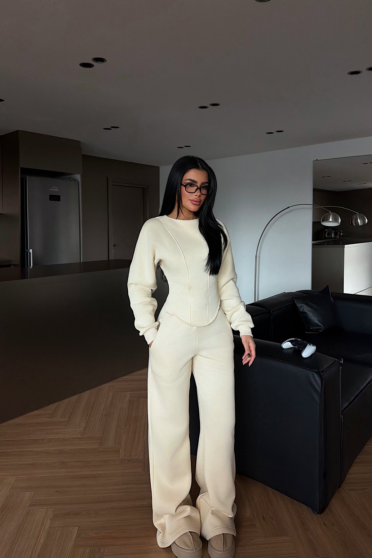 Krem Oska eşofman takımı ATE-4107