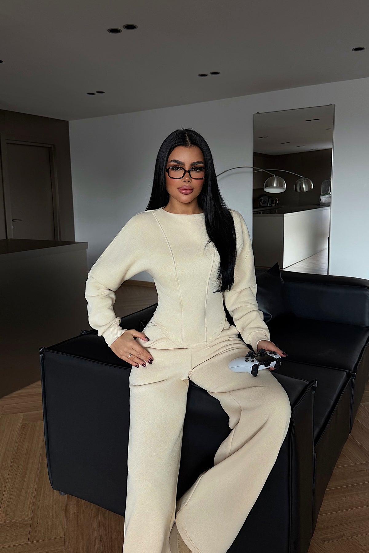 Krem Oska eşofman takımı ATE-4107