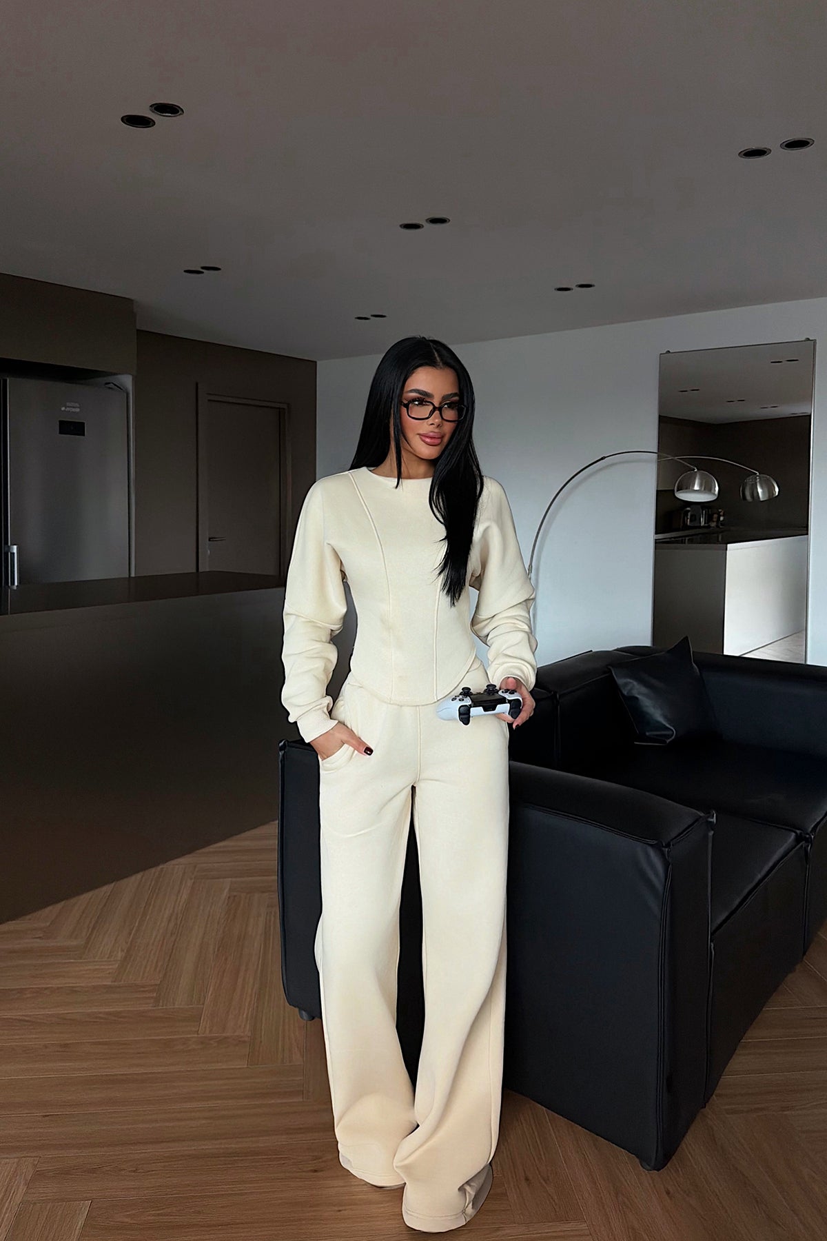 Krem Oska eşofman takımı ATE-4107