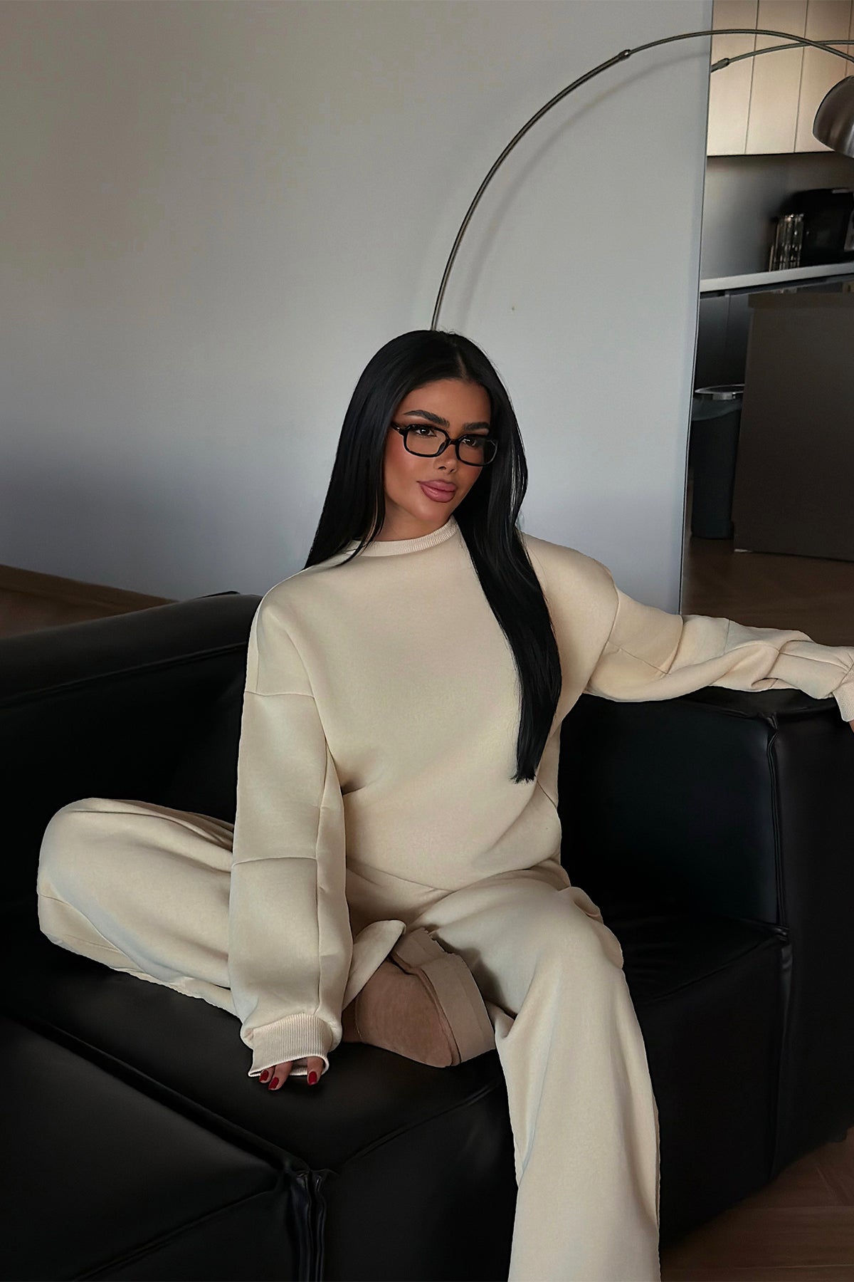 Krem Valenty eşofman takımı ATE-4159