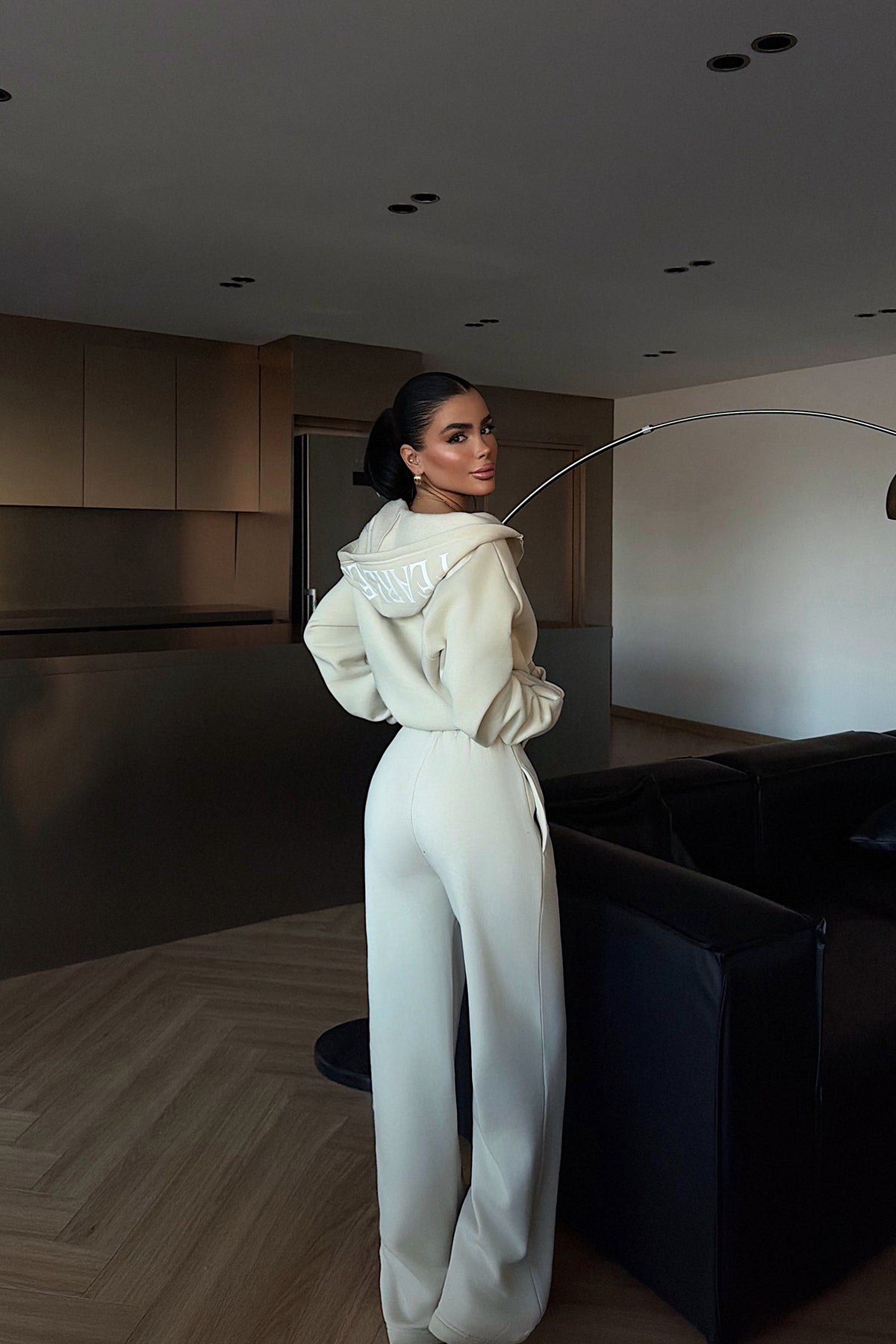 Krem Bonny Fermuarlı Eşofman Takım ATE-3871